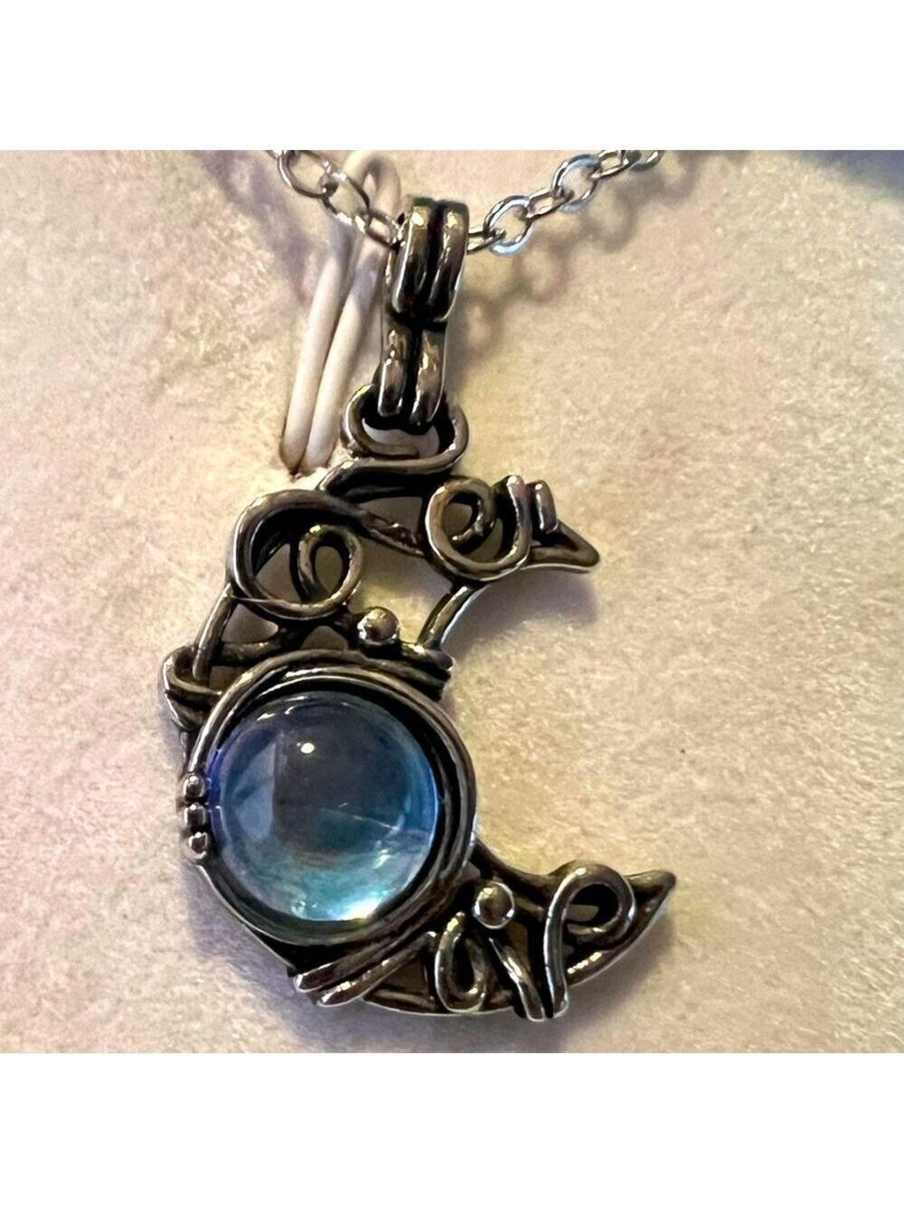 Fashion Necklace, Blue with Silver, 16” chain w/Extender, with Gift Box